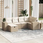 vidaXL Salon de jardin avec coussins 6 Pièces beige résine tressée