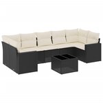 vidaXL Salon de jardin 8 Pièces avec coussins noir résine tressée