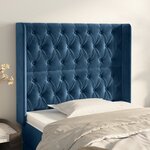 vidaXL Tête de lit avec oreilles Bleu foncé 93x16x118/128 cm Velours