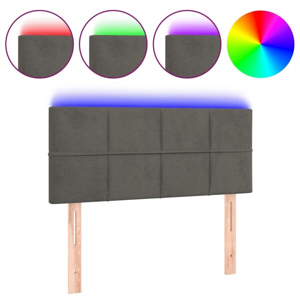 vidaXL Tête de lit à LED Gris foncé 80x5x78/88 cm Velours