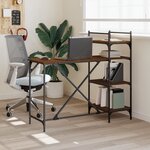 vidaXL Bureau d'ordinateur avec étagères chêne marron 120x47x109 cm