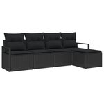 Ensemble de Canapés de Jardin de 5 Pièces avec Coussins Noir Poly Rotin