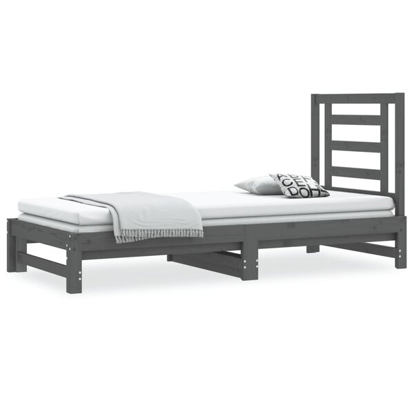 vidaXL Lit coulissant Gris 2x(90x200) cm Bois de pin massif