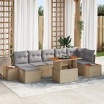Ensemble de canapé de jardin 8 pièces avec coussins Beige Poly Rotin