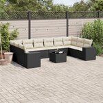 vidaXL Salon de jardin 11 Pièces avec coussins noir résine tressée