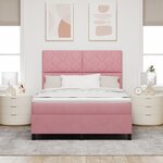 Lit à ressort vidaXL avec matelas et LED rose 140x190 cm velours
