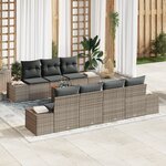 vidaXL Ensemble de canapé de jardin de 8 pièces avec coussins gris en rotin synthétique