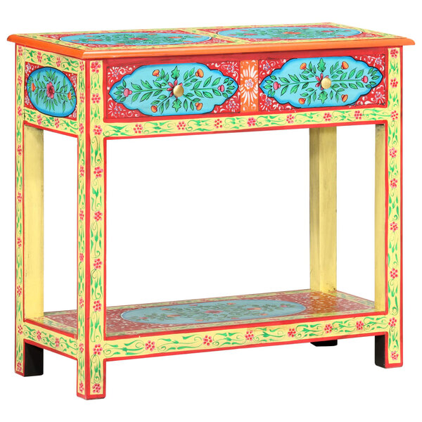 vidaXL Table console peinte à la main 80x35x75 cm Bois de manguier
