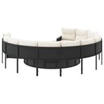 vidaXL Canapé de jardin avec table coussins rond noir résine tressée
