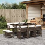 vidaXL Ensemble à manger de jardin et coussins 11 Pièces marron rotin