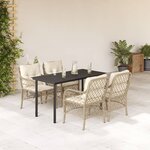vidaXL Ensemble à manger de jardin avec coussins 5Pièces Beige poly rotin