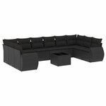 vidaXL Salon de jardin 11 Pièces avec coussins noir résine tressée