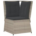 vidaXL Canapé d'angle de jardin et coussins gris clair résine tressée