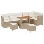 Ensemble de canapés de jardin 9 pièces avec coussins Beige Rotin synthétique