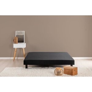 Sommier tapissier à lattes 160 x 200 cm - Bois massif Noir + Pieds