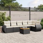 vidaXL Salon de jardin 7 Pièces avec coussins noir résine tressée