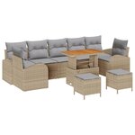 Ensemble de 10 canapés de jardin vidaXL avec coussins Beige Poly Rattan Acacia