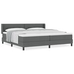 Lit à ressorts gris foncé avec matelas 200x200 cm en tissu