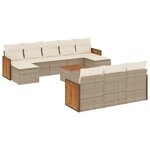 vidaXL Salon de jardin 11 Pièces avec coussins beige résine tressée