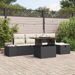 vidaXL Ensemble de canapé de jardin 6 pièces avec coussins noir en poly rattan