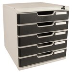 Module De Classement Modulo Office 5 Tiroirs Fermables À Clé - Noir - Exacompta