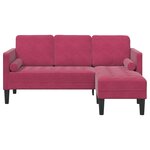 vidaXL Canapé 3 places avec méridienne L-shaped vin rouge 160 cm en velours