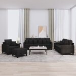 vidaXL Ensemble de canapés 4 Pièces avec coussins noir tissu