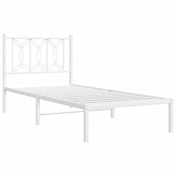 vidaXL Cadre de lit métal avec tête de lit blanc 80x200 cm