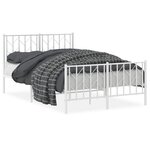 vidaXL Cadre de lit métal sans matelas et pied de lit blanc 120x200 cm