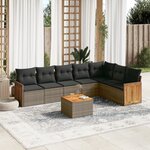 vidaXL Salon de jardin 8 Pièces avec coussins gris résine tressée