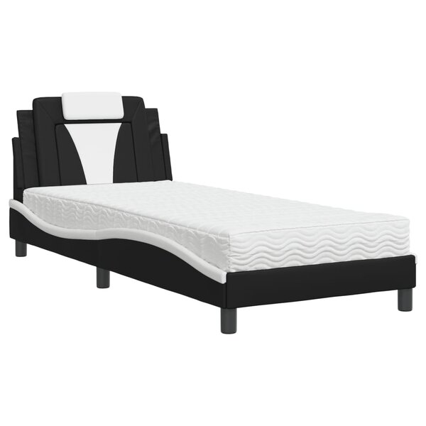 vidaXL Lit avec matelas noir et blanc 80x200 cm similicuir