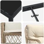 vidaXL Ensemble de Salle à Manger de Jardin 5 Pièces avec Coussins Beige Poly Rattan