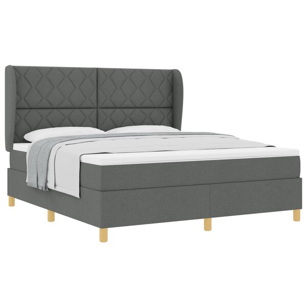 vidaXL Lit à box spring avec matelas - Gris foncé  180x200 cm  Tissu