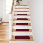 Tapis d'escalier vidaXL avec dos en latex Bordeaux 25x60 cm
