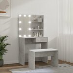 vidaXL Ensemble de coiffeuse avec LED Gris béton Bois d'ingénierie