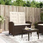 vidaXL Banc inclinable de jardin avec coussins marron résine tressée