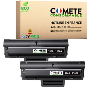 106A - Pack de 2 Toners compatibles HP 106A W1106A Noir - Entreprise française