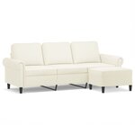 vidaXL Canapé à 3 places avec repose-pieds Crème 180 cm Velours