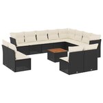vidaXL Salon de jardin avec coussins 13 Pièces noir résine tressée