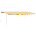 vidaXL Auvent manuel rétractable avec poteaux 6x3 m Jaune et blanc