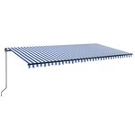 vidaXL Auvent manuel rétractable 600x350 cm Bleu et blanc