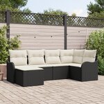 vidaXL Ensemble de Canapé de Jardin 6 Pièces avec Coussins Rattan Poly Noir