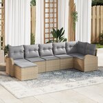 vidaXL Ensemble de canapé de jardin 7 pièces avec coussins en poly rattan beige