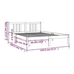 vidaXL Cadre de lit Gris Bois massif 140x190 cm