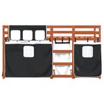 vidaXL Lit superposé avec rideaux blanc/noir 75x190 cm bois pin massif