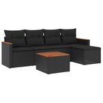 vidaXL Salon de jardin 6 Pièces avec coussins noir résine tressée