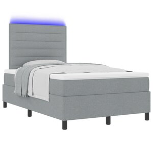 vidaXL Lit à ressorts avec matelas et LED Gris clair 120x190 cm Tissu