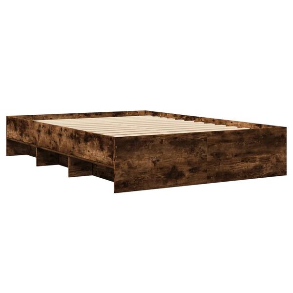 vidaXL Cadre de lit sans matelas chêne fumé 120x200 cm bois ingénierie