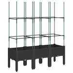 vidaXL Jardinière avec treillis noir 120x40x142 5 cm PP
