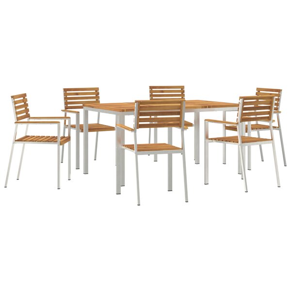 Ensemble de salle à manger de jardin 7 pièces en bois massif d'acacia vidaXL